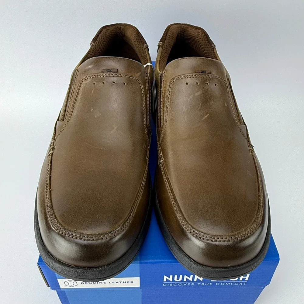 Nunn Bush Cam Slip-On Brown Leather Comfort Gel Shoes Mens 9.5 M NIB